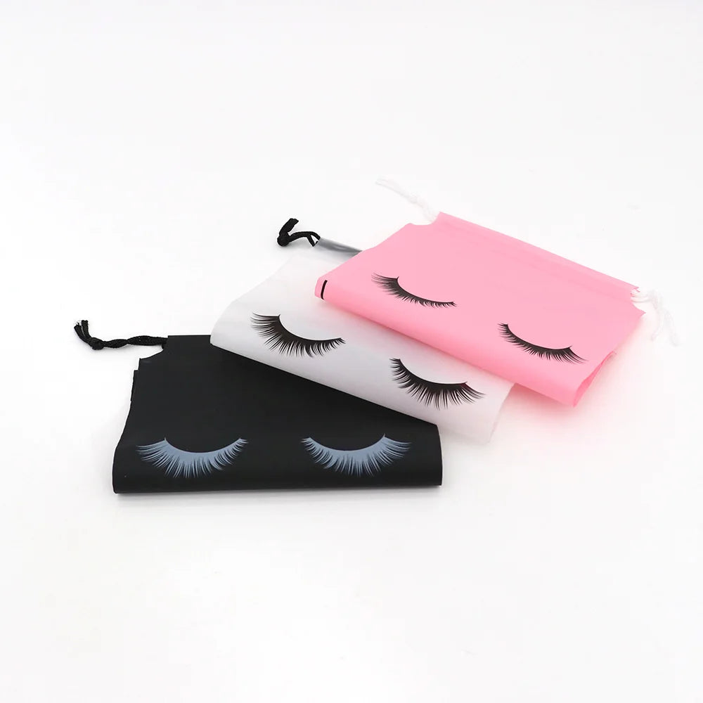 Hot Sale Women's Square EVA Plastic Cosmetic Tool Storage Bag Pink Black Transparent Drawstring Eyelash Cosmetic Bag Beauty Tool