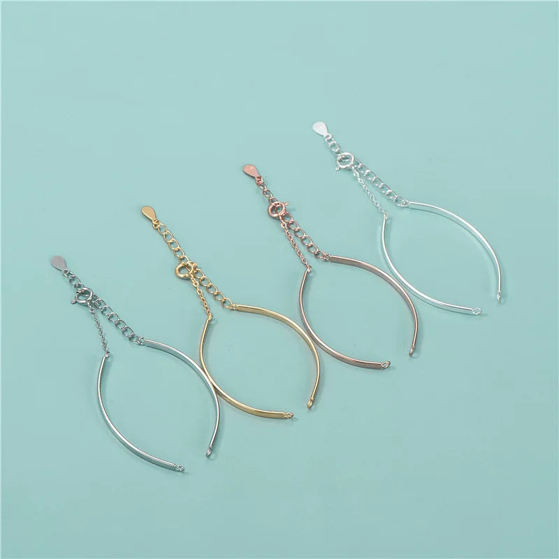 925 Sterling Silver Adjustable Bangle Chain Gold Plated Bracelet Chain Accessories for Children's Jewelry Making