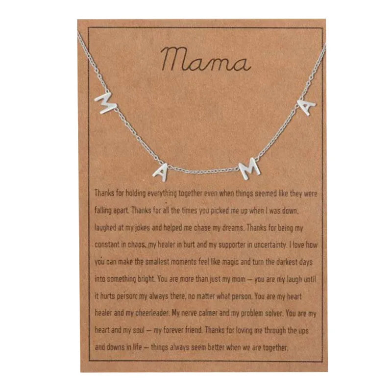 Expecting Gifts for Mom Stainless Steel Mama Necklace with Cards Sweet MAMA Necklace for Women
