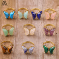 Butterfly Rings Fine Jewelry  Engagement Ring  Natural Stone Malachite Crystal Quartz for Women Girl Anniversary Gift