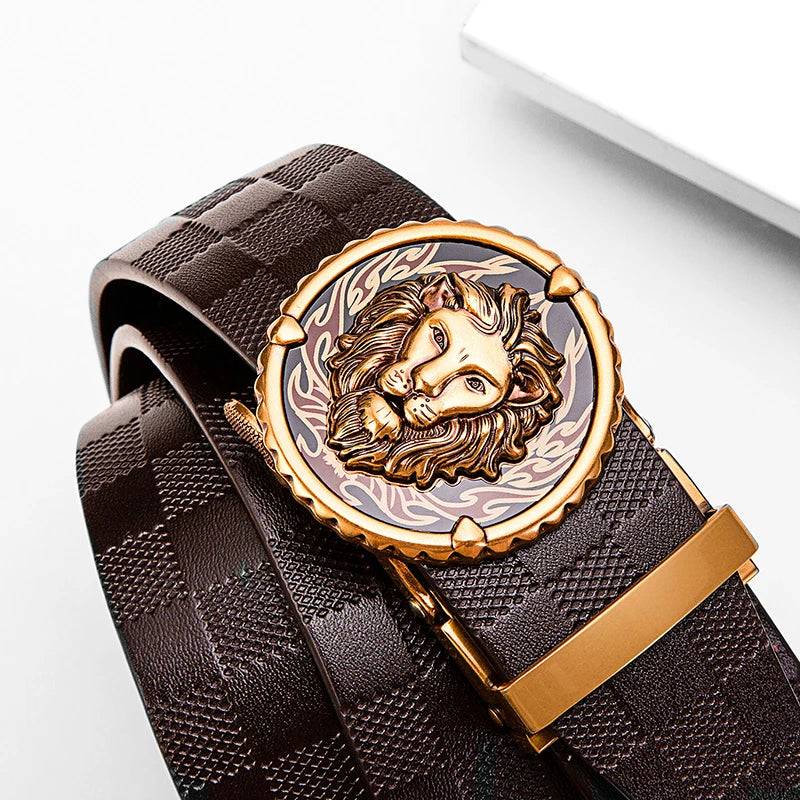 Luxury  Men's Automatic Buckle Belt Top Layer Genuine  Leather  Belt for Man Italian Leather Belts