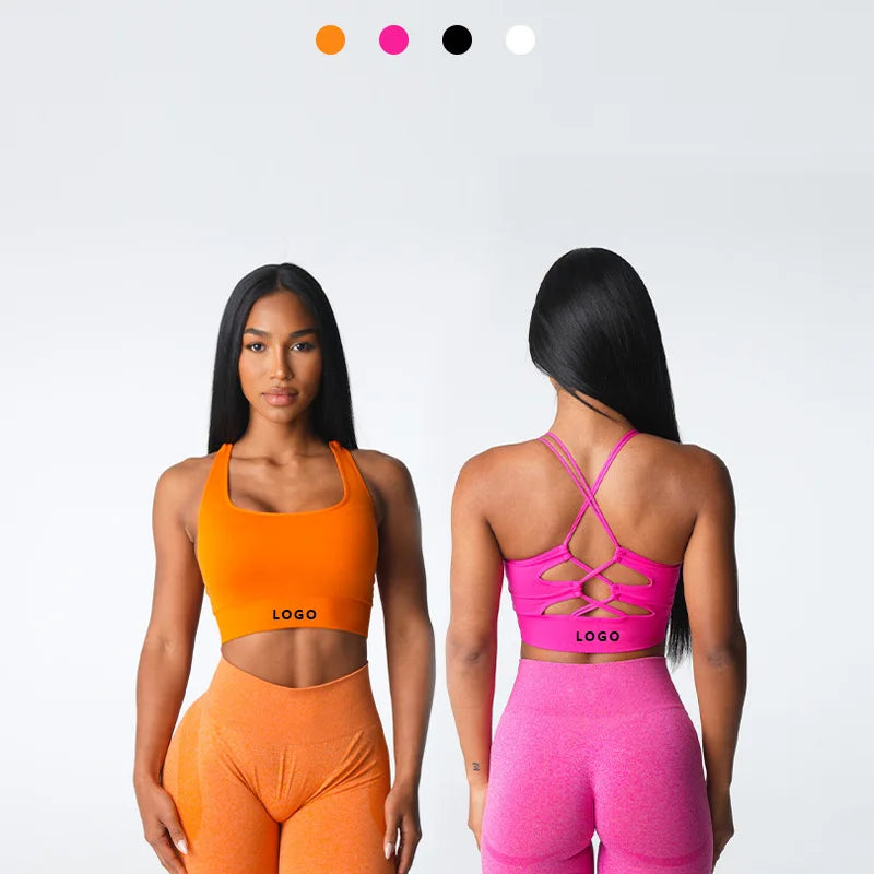 Double Shoulder Straps Sweet Crisscross Open Back All Day Support Thrive Minimal Seamless Womens Gym Yoga Sports Bra Corset Top