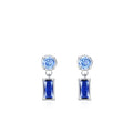 925 Sterling Silver Light Luxury Exquisite Simulated Sapphire Earrings Blue Geometric Square Zirconia CZ Stud Engagement