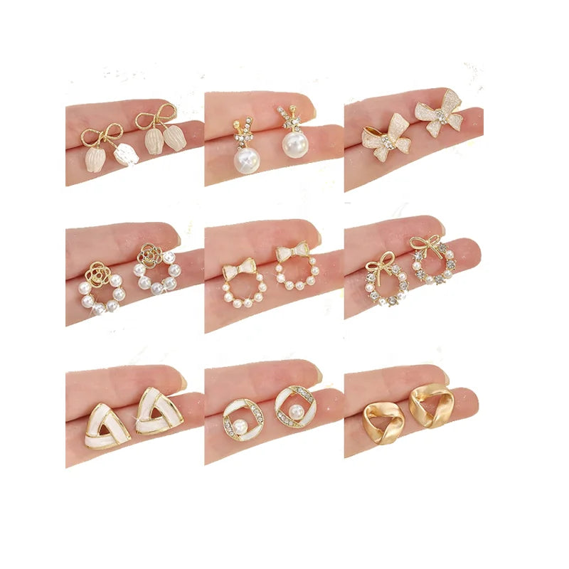 Various S925 Silver Needle Earrings for Women Exquisite Niche High-end Pearl Minimalist Earrings