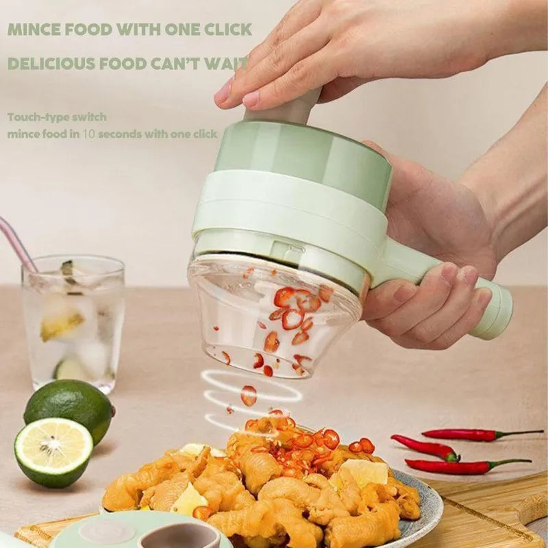 Multi-Functional Portable Electric Vegetable Cutter Set Wireless Vegetable Processor for Garlic