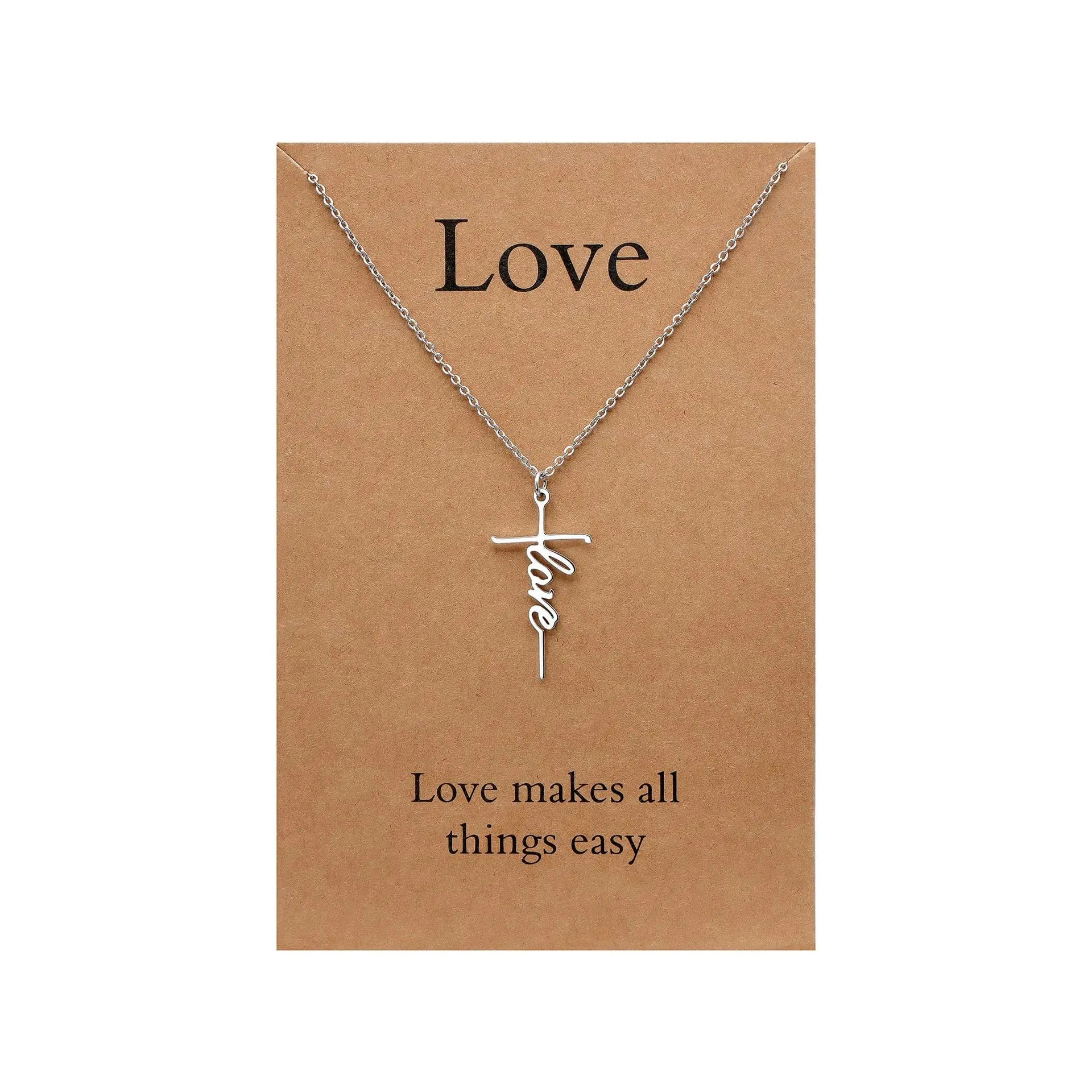 Stainless Steel Faith Cross Link Chain Necklace for Women Religious Love Peace Christian Jewelry Gift Wholesale
