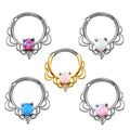 Titanium Daith Earrings Piercing Lacey Opal Drapery Royalty Septum Clicker Ring Ear Tragus Cartilage Helix Nipple Rings 16G