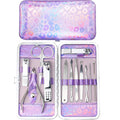 New Nail Clippers Kit Manicure Pedicure Set with Holographic Case Manicure Tool Kit (Purple)