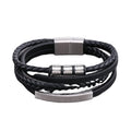 Factory Wholesale Simple Stainless Steel Jewelry Hip Hop Mens Leather Bracelet