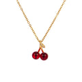 Korean Ins Cute Fruit Cherry Link Chain Necklace Stainless Steel Red Cherry Choker Necklace for Girl