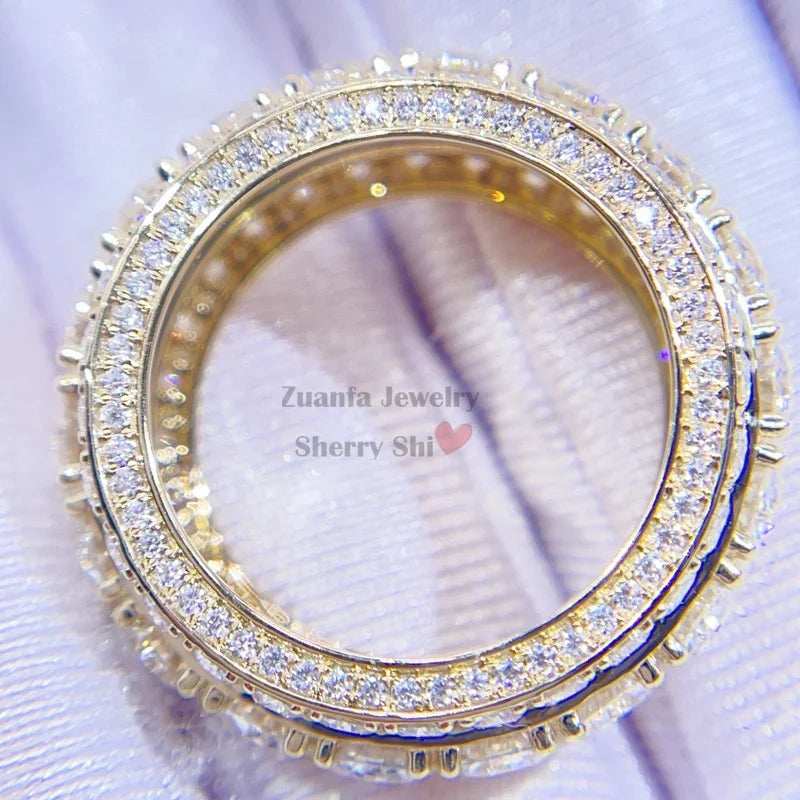 925 Silver 10k 14k 18k Vvs Moissanite Diamond Men Ring Band Gold Eternity Ring