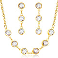 Zircon Jewelry Set Stainless Steel Jewelry Trendy Type Women Earrings and Pendant Statement Gold Jewelry Sets