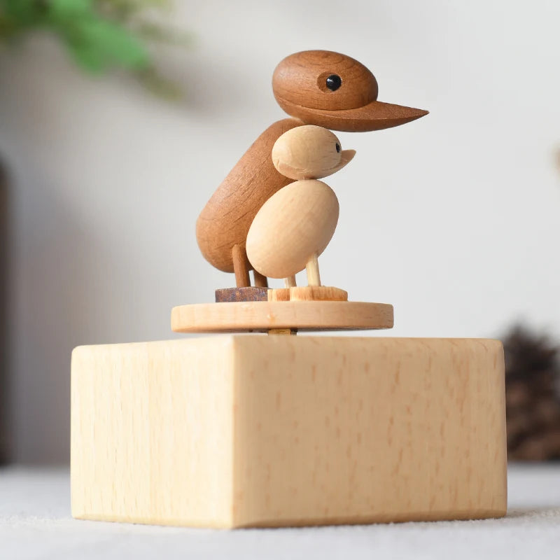 New Style Cute Animal Customer Wooden Duck Music Box for Kids Toys