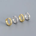 SP Women Fashion Big Elegant Zirconia Earrings 10MM 925 Sterling Silver Zircon Hoop Earrings