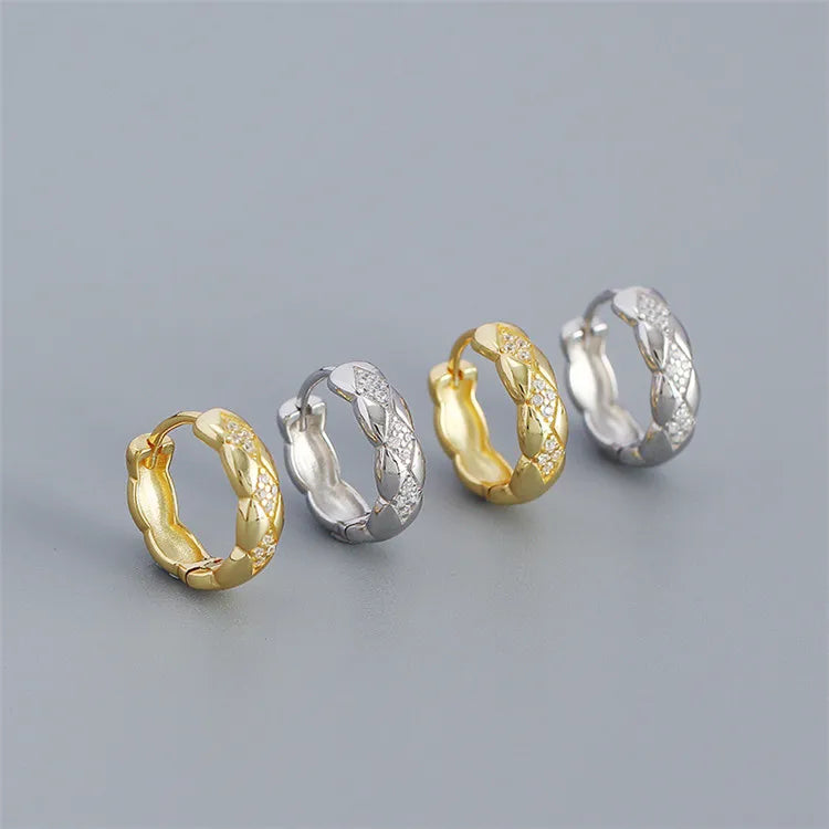 SP Women Fashion Big Elegant Zirconia Earrings 10MM 925 Sterling Silver Zircon Hoop Earrings