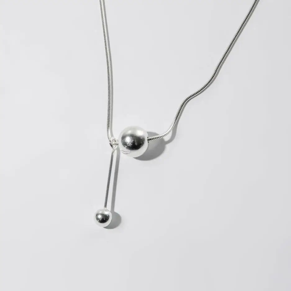 VIANRLA 925 Sterling Silver Necklace Minimalist Bead Pendants Simple  Necklace for Women Jewelry Gifts