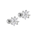 Fashion Designer Stud 925 Sterling Silver Four Leaf CZ Flower Heart Screw Back Earring Set for Women Fine Jewelry Wholesale