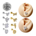 Luxury Gold Plated Zircon Stud Earrings Wholesale Stainless Steel Unisex Round Cake Zircon Fashion Third Party Certified Trendy