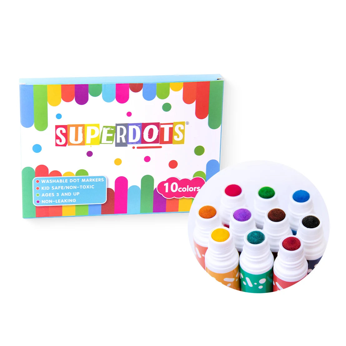 HOT 10colors Non Toxic Washable Bingo Dabbers 10mm Nib Dot Markers Pen Set for Kids Painting Toys