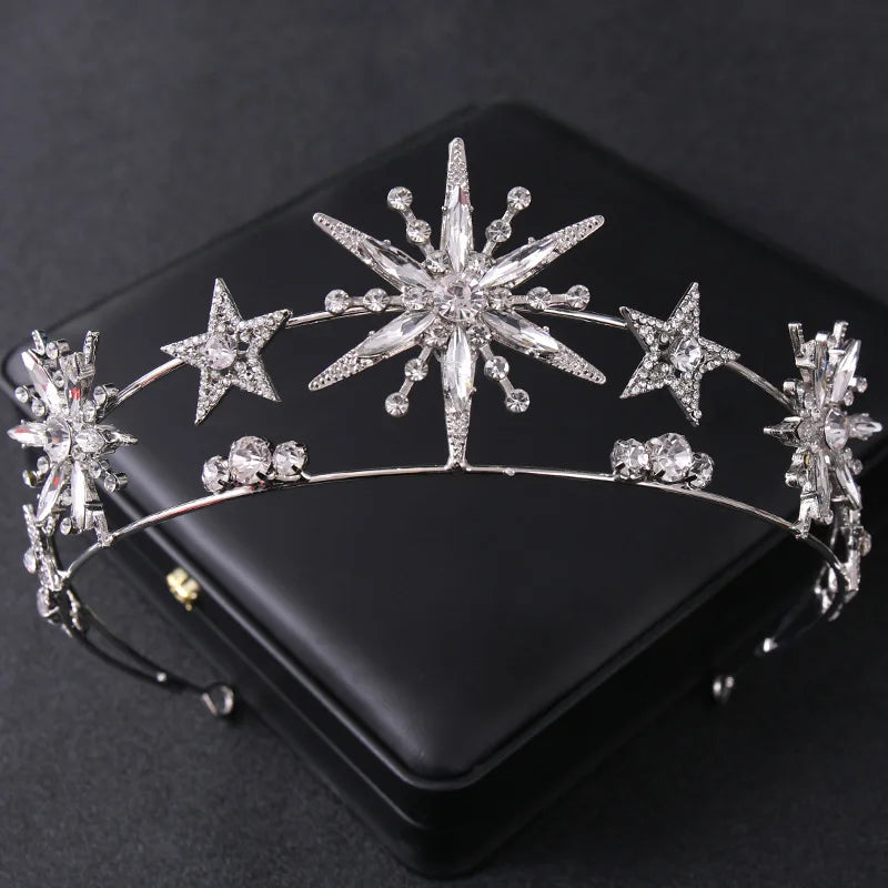 Mori Princess Double Layer Diamond Wedding Bridal Pageant Rhinestone Crystal Tiaras Crown Molding Headpieces for Queens