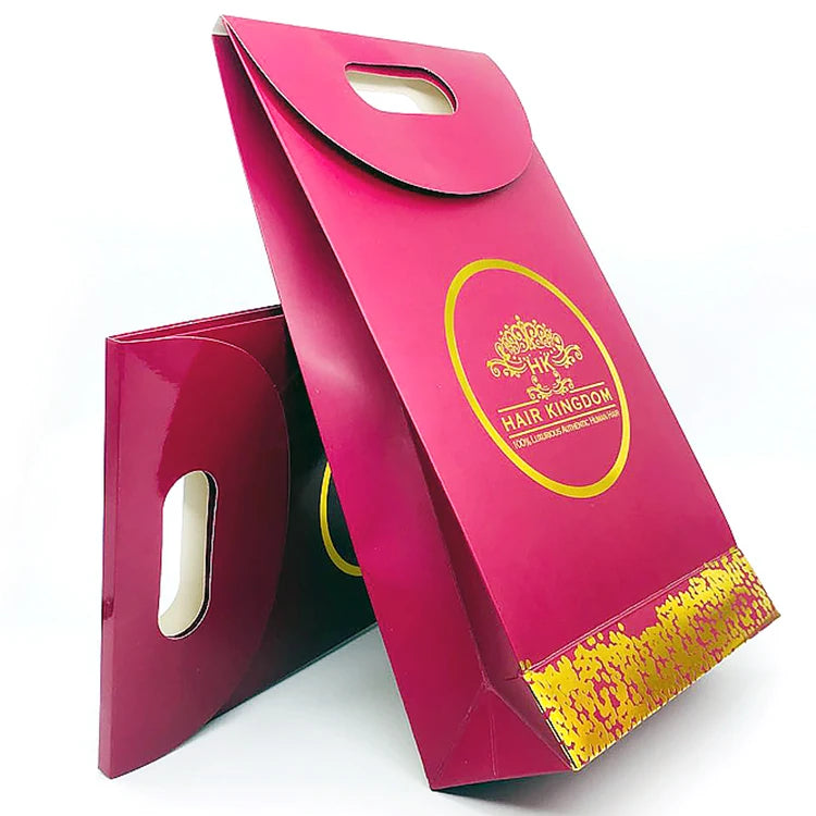 Custom Logo Paper Hair Extension Shop Paper Bag Packaging Printed Logo Wig Gift Bag for Hair Extensions for Promotion Tote Bag
