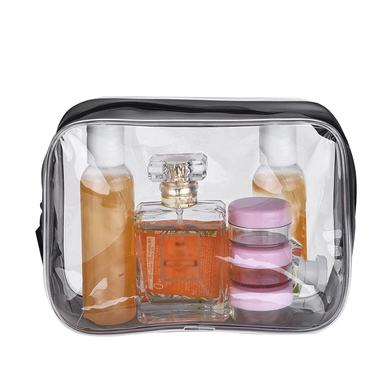 5 Pack Clear PVC Zippered Toiletry Carry Pouch Portable Cosmetic Makeup Bag for Vacation Bathroom and Organizing