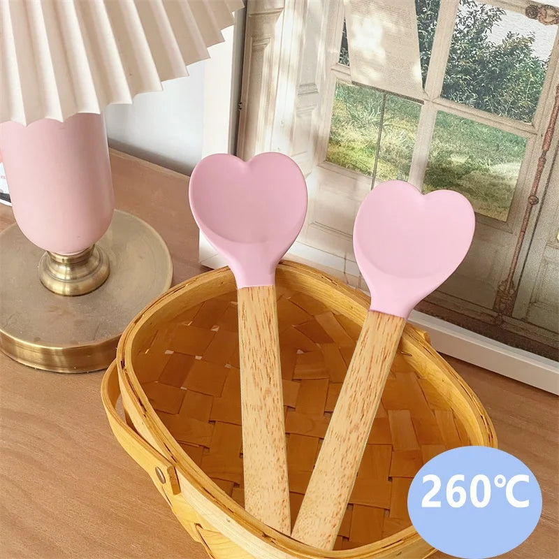 Silicone Eco-Friendly Heat-Resistant Cream Spatula Heart-Shaped Jam Scraper Bakery Use Food Grade Butter Cake Mixer 29x6cm