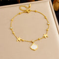 Simple Stainless Steel Anti Tarnish Chain Beach Anklet 18k Gold Plated Shell Charm Anklet for Women