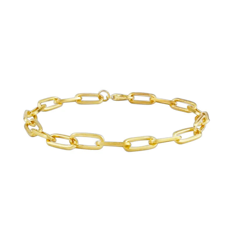 INS Fashion Bracelets Metal Clasp Paperclip Chain Bracelets Perfect Cut Paperclip Thick Chain Unisex Bracelets Jewelry Gifts