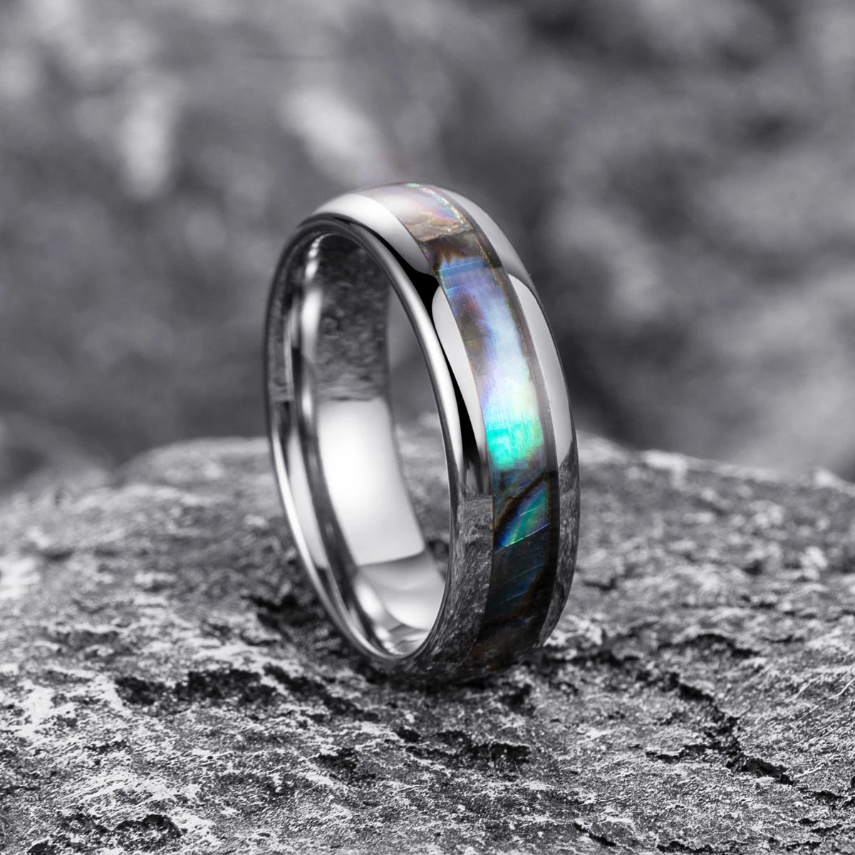 Popular Fashion Jewelry Men Women Tungsten Carbide Band Abalone Tungsten Shell Ring Silver Plated Tungsten Ring 6mm
