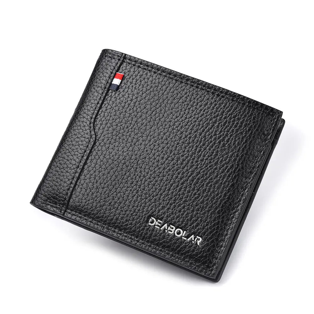 Black PU Leather Wallet Business Multi-card Pocket Credit Card Holder Men's Short Coin Purse
