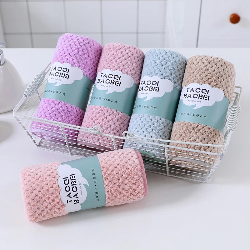 Luxury Microfiber Bath Face Towel Sets Quick-Dry Coral Fleece with Striped Pattern Soft Plain Style for the Bathroom Wholesale