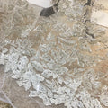 Heavy Silver Beaded Embroidered Lace Fabric by the Yard Ivory White French Net Lace Fabric With Sequins