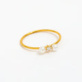 High End 18K PVD Gold Plated Freshwater Pearl Rings Round Dainty Zirconia Stainless Steel Women Rings Tarnish Free Jewelry