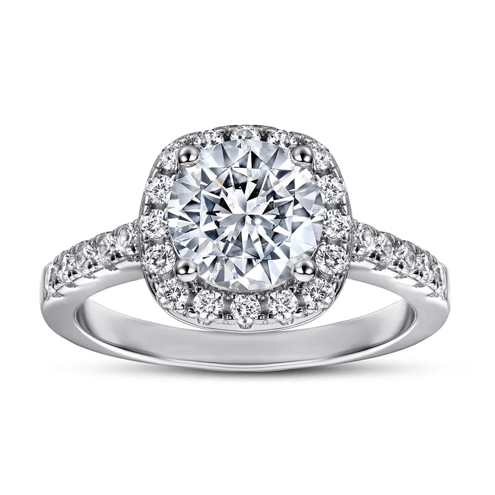 OAHLAN Fine Jewelry Customized Solitaire Round Cut Cubic Zircon 925 Sterling Silver Engagement Ring for Women Wedding Bands