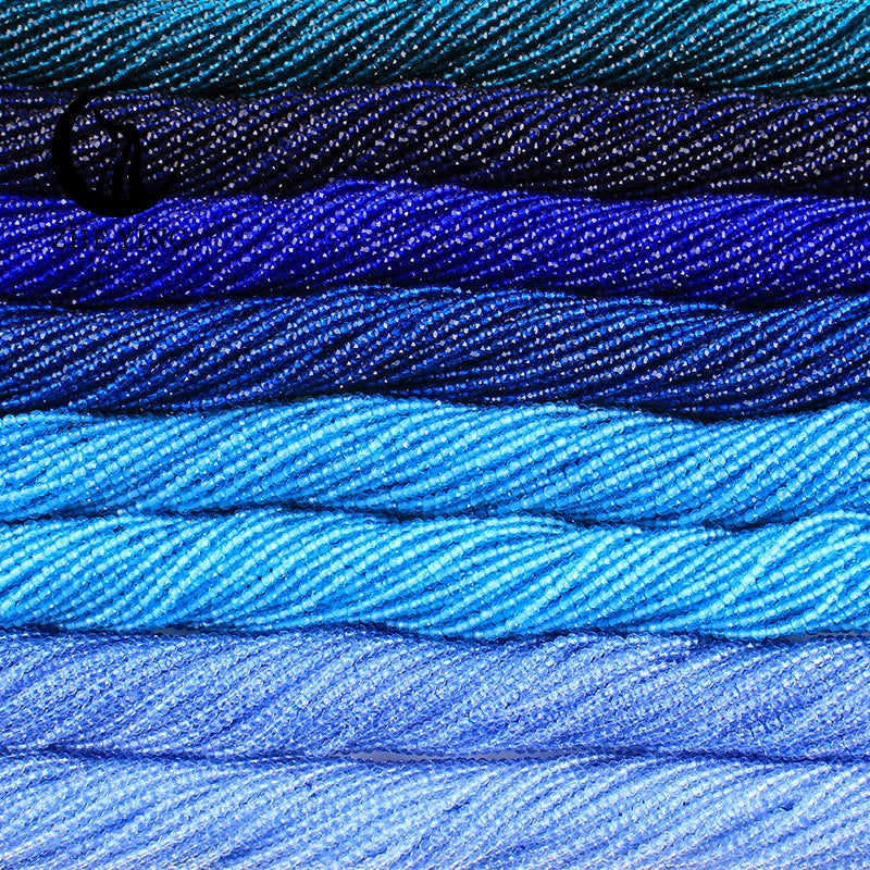 Zhe Ying Wholesale 2mm 3mm Faceted Hydro Crystal Beads Blue Natural Sapphire Beads Loose Rondelle Glass Beads for Jewelry Making