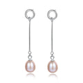 Minimalist Fashion Fine Jewelry Long Drop Earrings 925 Sterling Silver Multicolor Freshwater Pearl Earrings