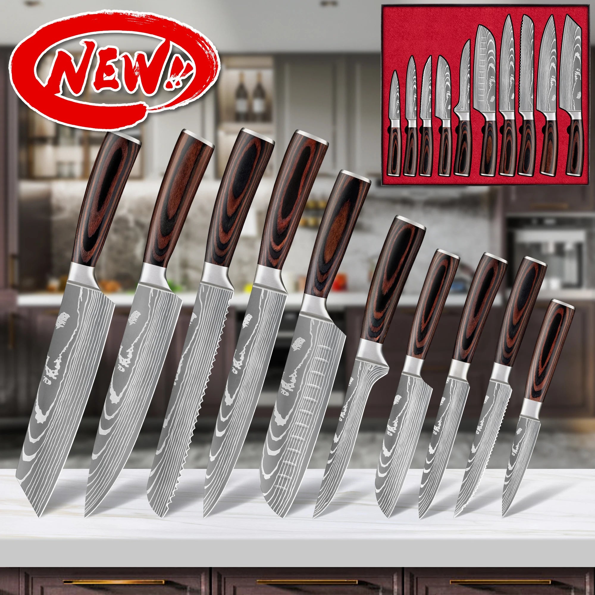 10% Off Brown Pakka Wood Handle 67 Layers VG10 Kitchen Knives Stainless Steel Japanese Knifes Damascus Chef Knife Set With Box