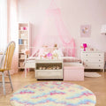 Soft Fluffy Modern PET Friendly Reversible Round Rainbow Plush Shaggy Carpet for Kids Room Decor