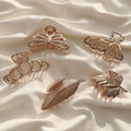 Designer Fancy Girls Big Gold Hair Clamp Accessories Quality Custom Fixed Metal Leaf butterfly Shape Hair Claw Clip for Women