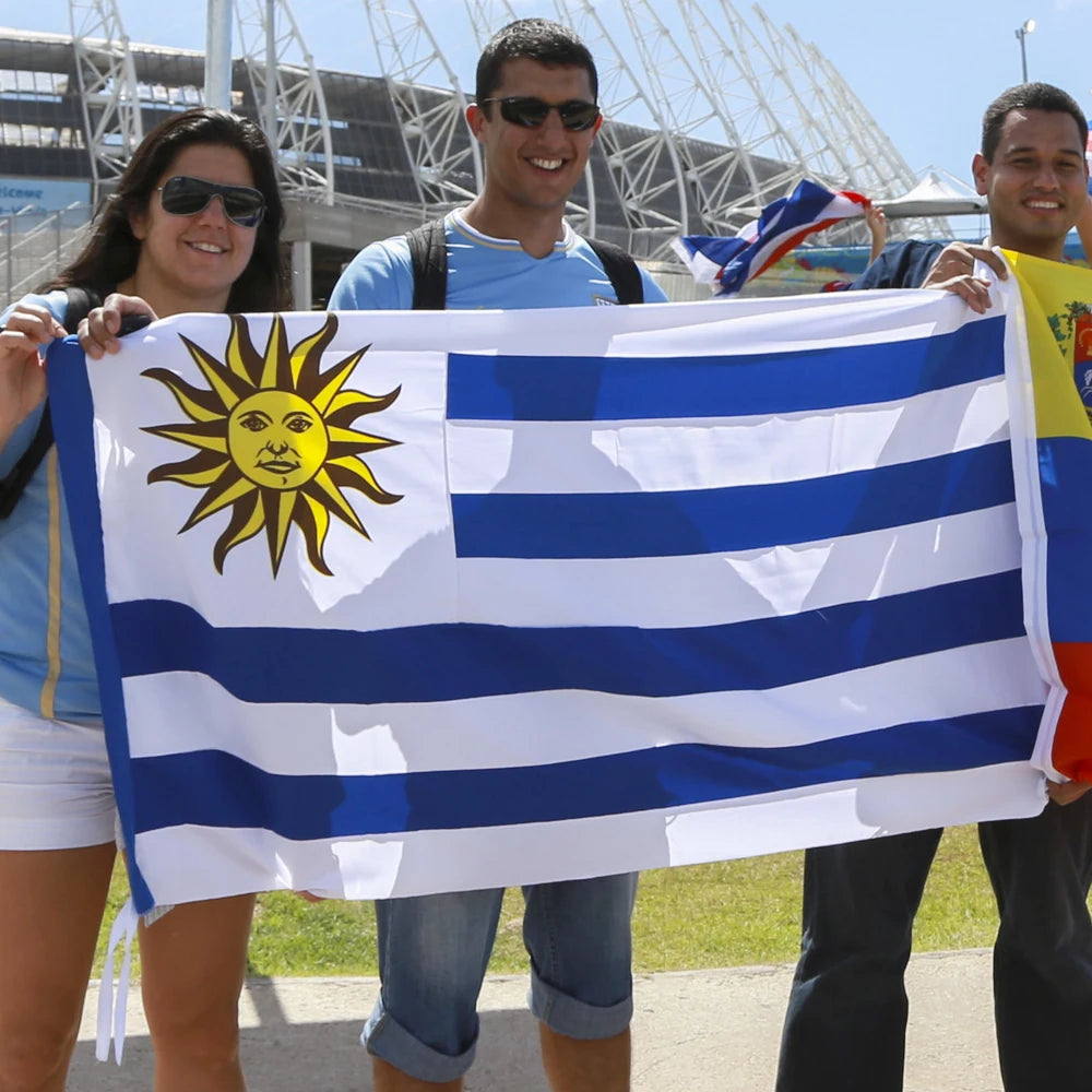 Uruguay Flag 3x5ft World Flag Cup Soccer Teams Flags Uruguay Scarf Hat Flag Car Cover