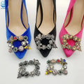 Rectangle Bee With Flower Rhinestone Crystal Shoes Clip Metal Shoes Buckle for Women High Heels Sandal Slipper Decor Accessories
