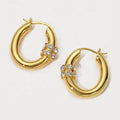 2023 New Niche Design Brass Plated 18k Gold Inlaid Zircon Oval Hoop Earrings for Women