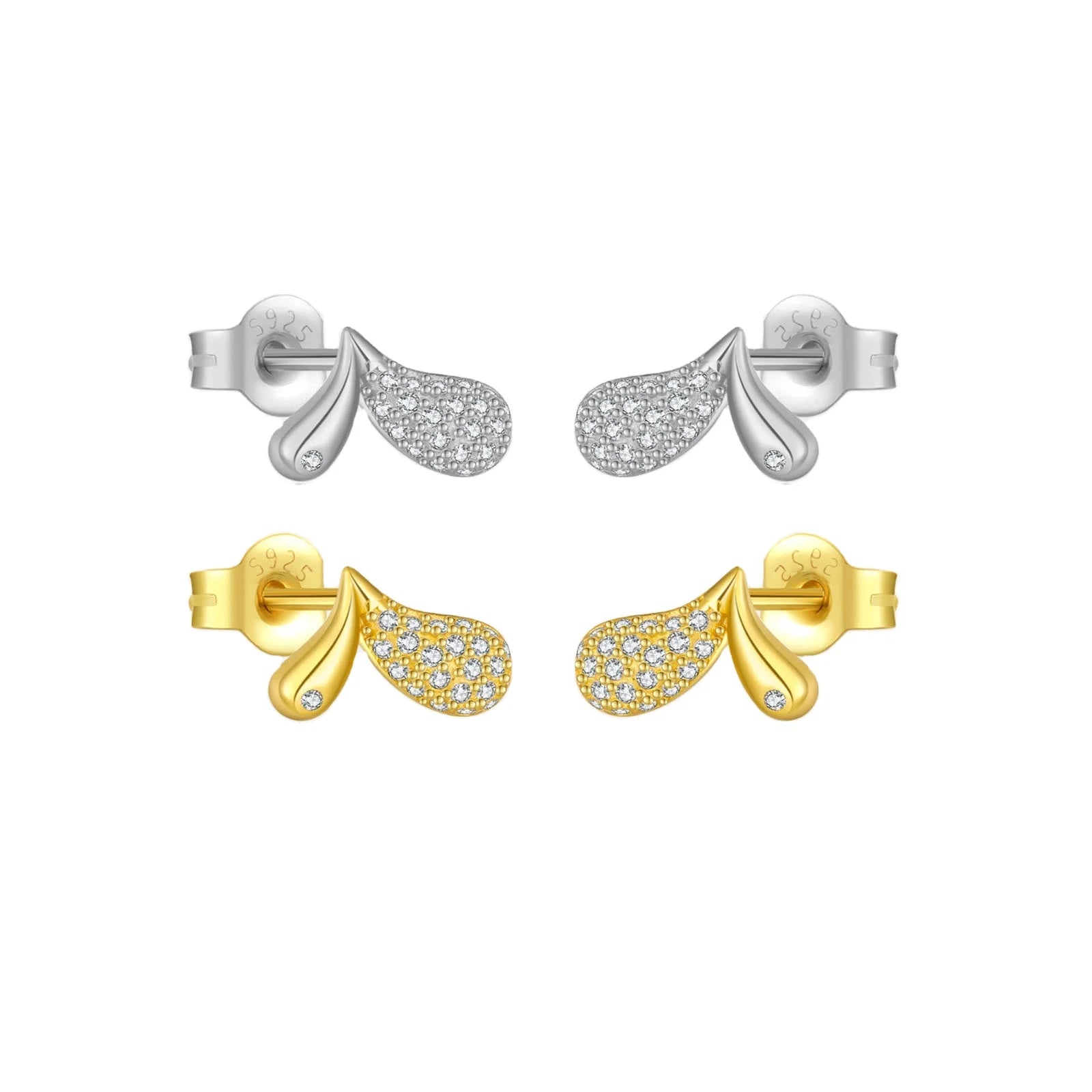 FUAMAY 925 Sterling Silver Heart Charm and Earrings Heart Hypoallergenic Earrings Studs 18K Gold Plated