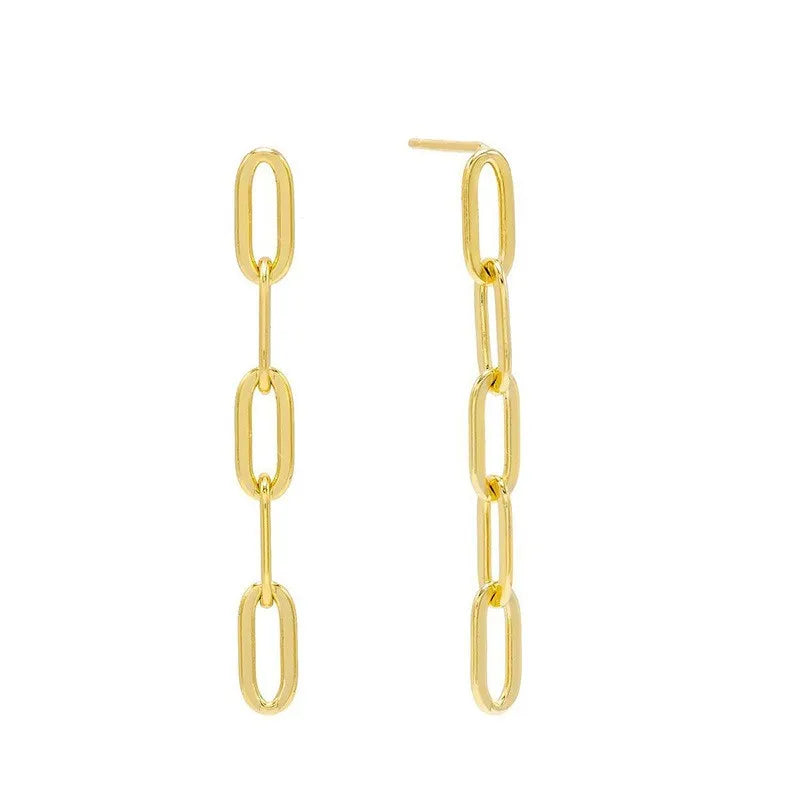 Wholesale Paper Clip Long Chain Earrings 925 Sterling Silver Long Earrings Jewelry Personalized Earings Long Fashion Jewelry