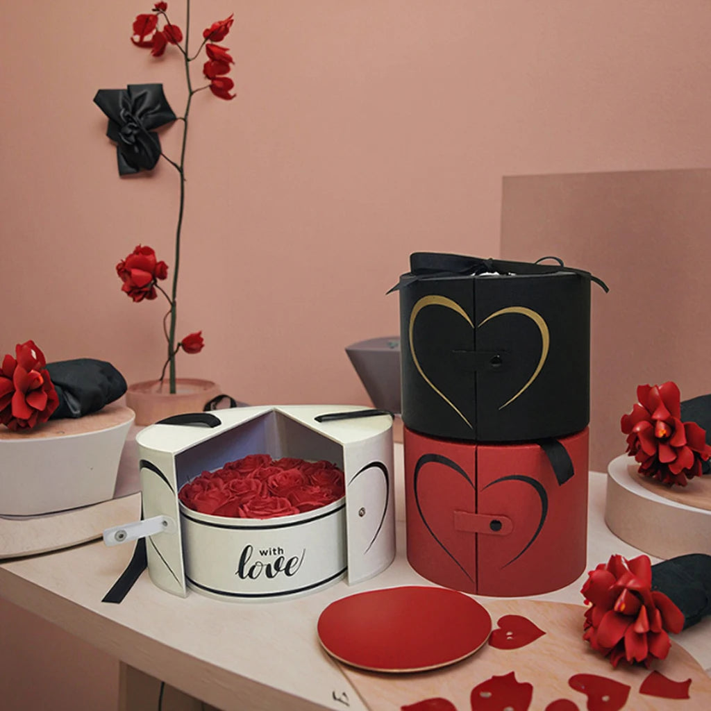 AM-GPA42 Ammy Double Door Fresh Flowers Empty Gift Box Round Art Paper Slotted Boxes with for Raw Material