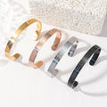 MAIFENG 8mm Stainless Steel 18K Gold Plated Open Adjustable Cuff Bangle Engraved Certified Trendy Gift for Men and Women