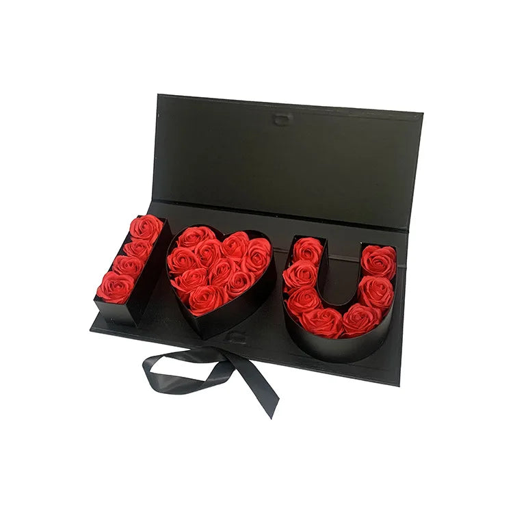 New Arrival Elegant Surprise Gift-Dry Window I Love You Flower Box Girls White Kraft Paper UV Coating Glossy Lamination Watch