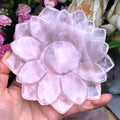 Natural Crystal Bowl Rose Quartz Bowl Wicca Healing Quartz Chakra Crystal Lotus Bowl for Decor