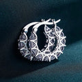 Hot Sale Exquisite Fully Inlaid Zircon Lace U-shaped Hypoallergenic Hoop Earrings for Anniversary Wedding Gift